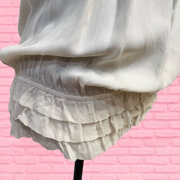 Robbi & Nikki Ruffle Sleeveless Blouse V-Neckline Smocked Hem Pullover Top Small - Picture 10 of 11